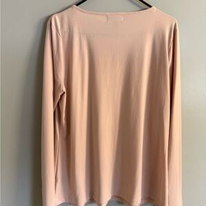 Liz Claiborne Long Sleeve Scoop Neck Top - Blush